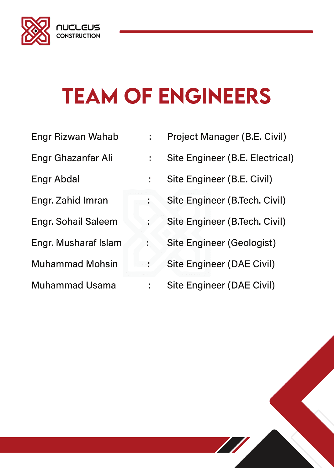 Nucleus Construction engineering team
